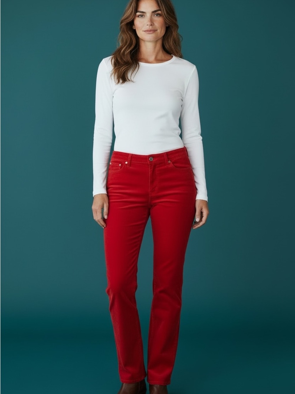 Lauren Ralph Lauren Red Corduroy Pants Women’s Straight Leg Classic Preppy